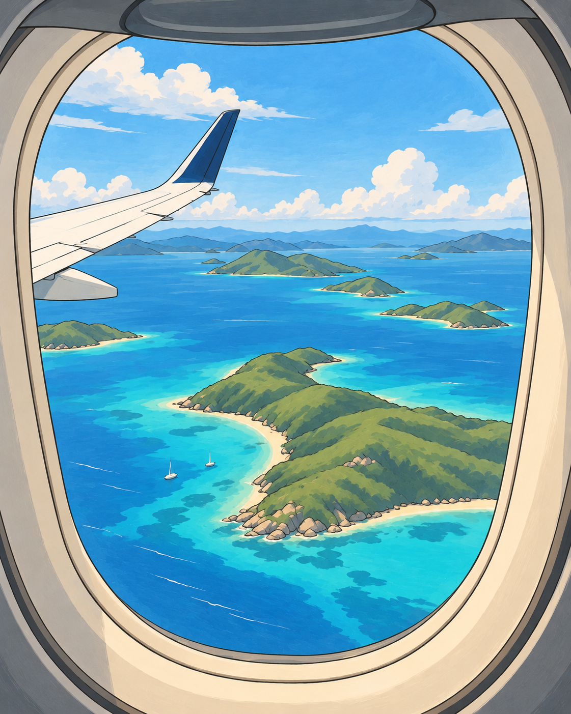Traveling, view from a plane window